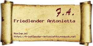 Friedlender Antonietta névjegykártya